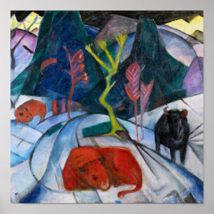 Póster Franz Marc Bison en invierno (bisonte rojo)