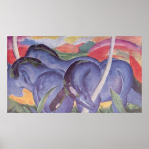 Póster Franz Marc - Caballo azul grande equina de lienzo