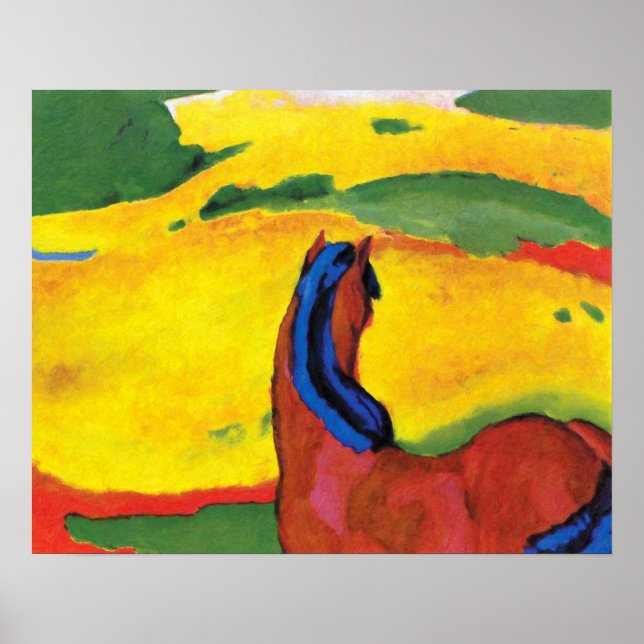 Póster Franz Marc - Caballo en un paisaje (Frente)