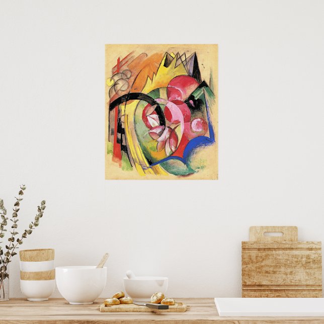 Póster Franz Marc, Colorful Flowers, (Cocina)