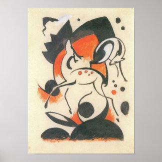 Póster Franz Marc - Composición con dos ciervos