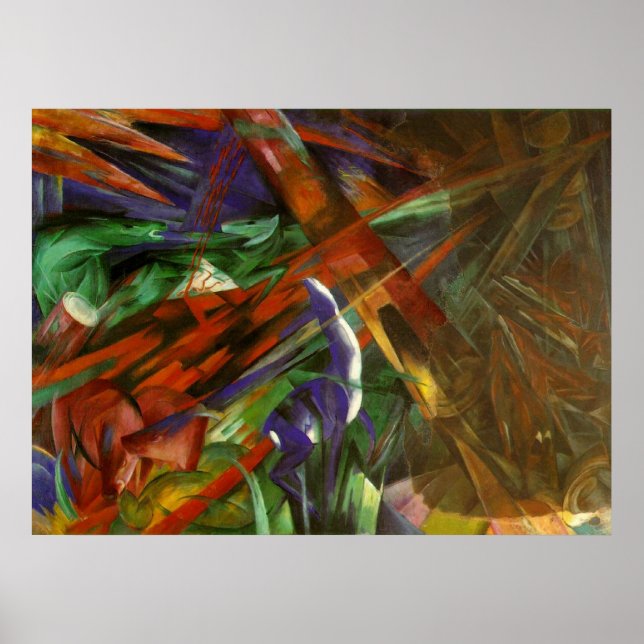 Póster Franz Marc - Destinos animales 1913 Muerte de lien (Frente)