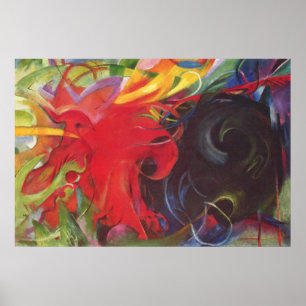 Póster Franz Marc - Formas de lucha 1914 Color Negro