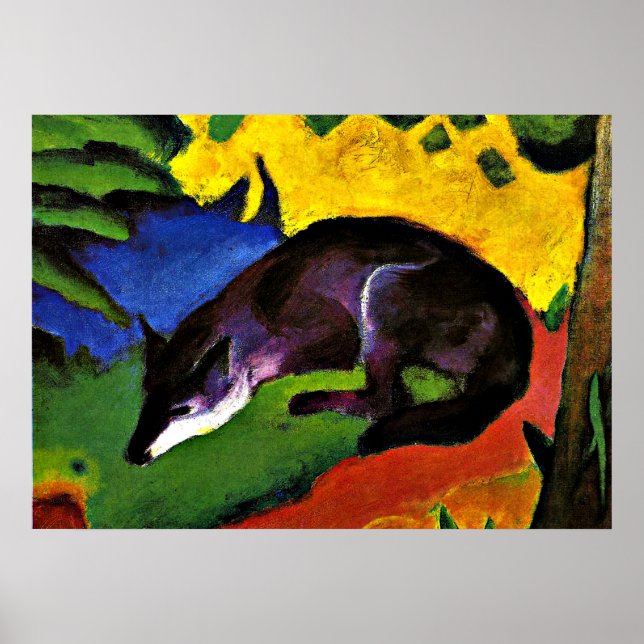 Póster Franz Marc - Fox azul (Frente)