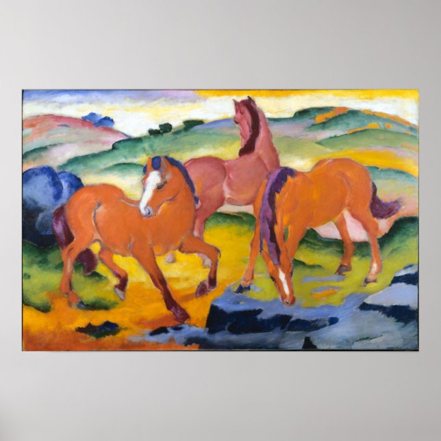 Póster Franz Marc Grazing Horses (Frente)