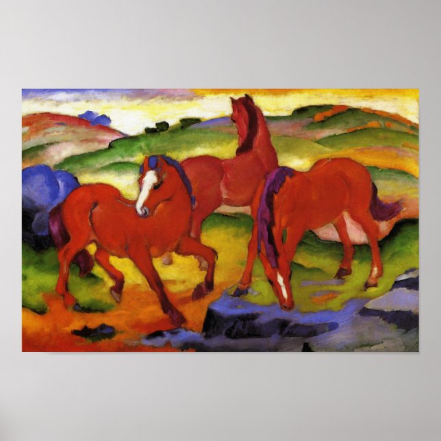 Póster Franz Marc Grazing Horses Poster (Frente)