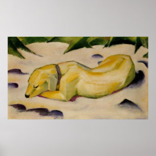 Póster Franz Marc - Perro que miente en blanco de nieve 1