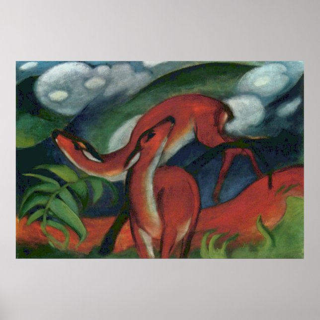 Póster Franz Marc - Red Deer II 1912 (Frente)