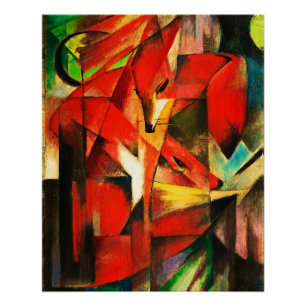 Póster Franz Marc The Foxes Pintura de Arte Moderno de Fo