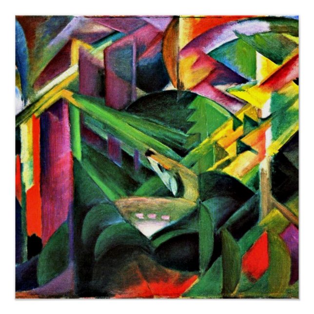 Póster Franz Marc - Venado en un Jardín de Monasterio, (Anverso)
