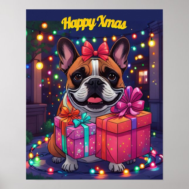 Póster Französische Bulldogge French Bulldog Weihnachten (Frente)