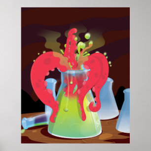 Póster Frasco de experimento científico monstruo