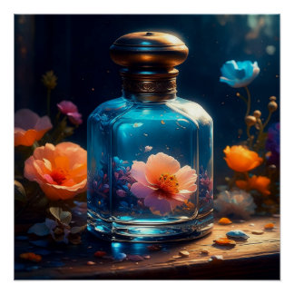 Póster Frasco de Perfume Floral