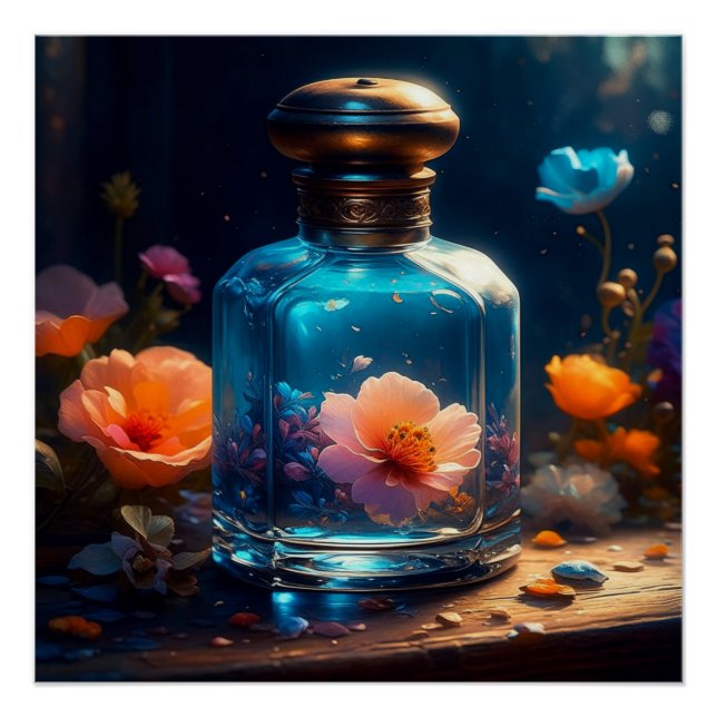 Póster Frasco de Perfume Floral (Anverso)