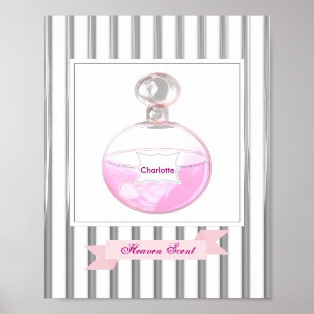 Póster Frasco de Perfume Rosa de bonito Personalizado (Frente)