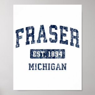 Póster Fraser Michigan Mi Deportes Vintage Establecidos D
