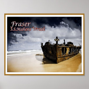 Póster Fraser - S.S.Maheno Wrack - Australia - Poster