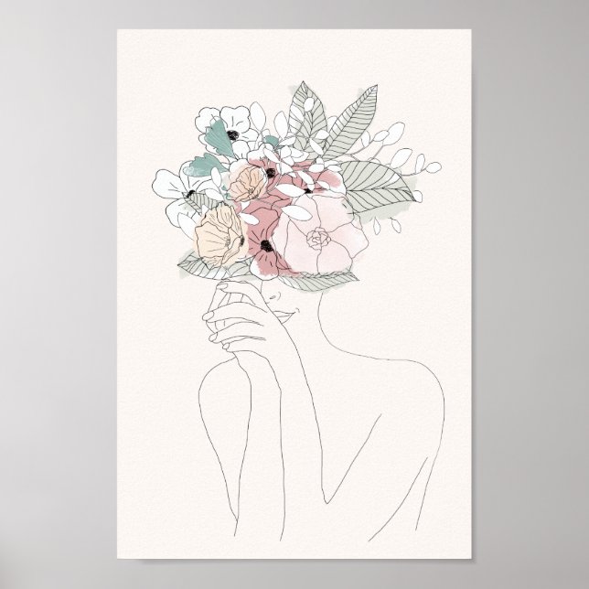 Póster Frau mit Blumen (Frente)