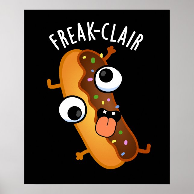 Póster Freak-clair Funny Eclair Pun Dark BG (Frente)