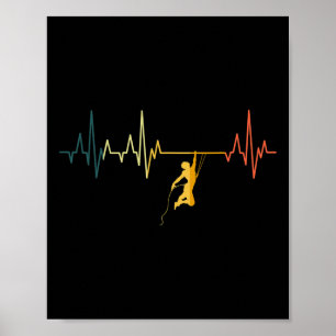Póster Frecuencia cardíaca de escalada Retro deporte de e