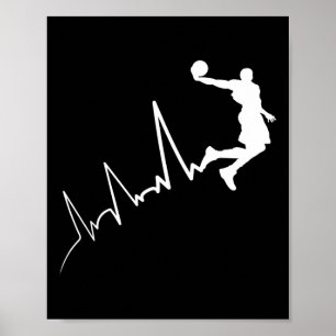 Póster Frecuencia EKG del jugador de baloncesto latido du