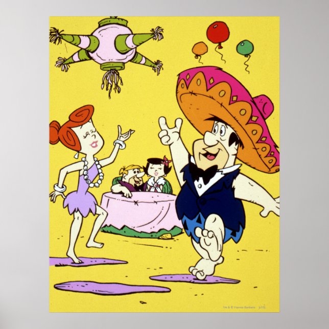 Póster Fred Flintstone Wilma Barney y Betty Fiesta (Frente)