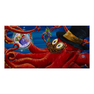 Póster Fred Octopus y Sam Seahorse Steampunk