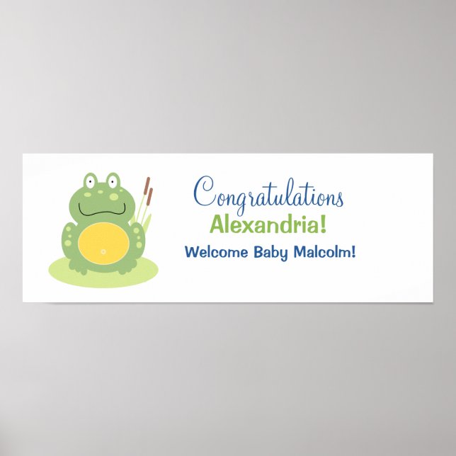 Póster Freddy el cartel de Baby Shower de la Rana Verde (Frente)