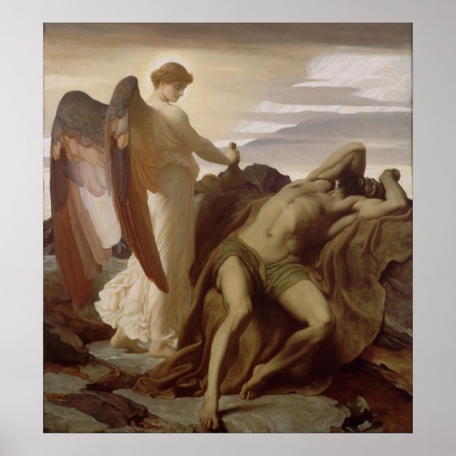 Póster Frederic Leighton - Elijah en el desierto (Frente)