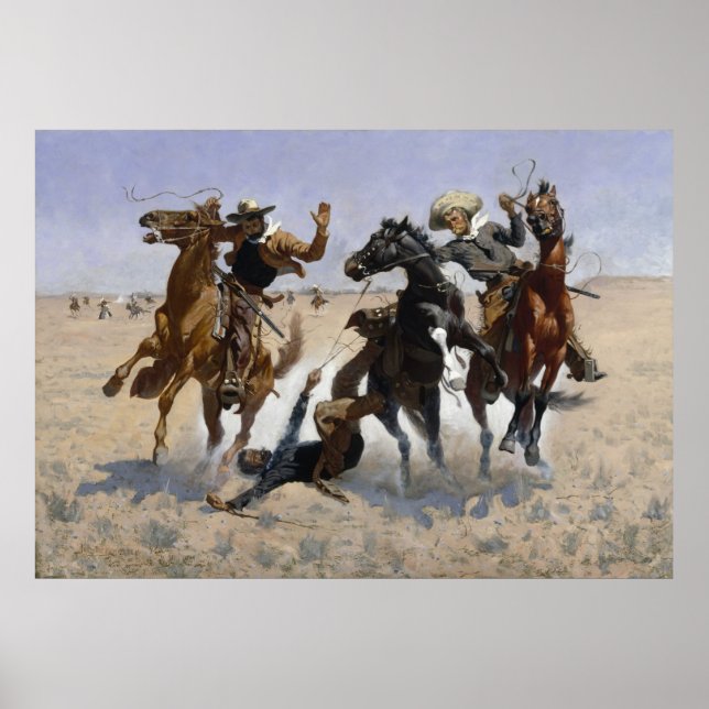 Póster Frederic Remington - Ayudando a un Camarada (Frente)