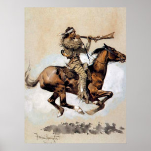 Póster Frederic Remington "Buffalo Hunter Spitting Bullet