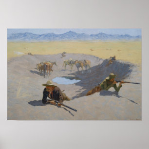 Póster Frederic Remington - Lucha por el agujero de agua