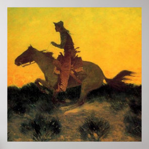 Póster Frederic Remington Western Art "Contra el atardece