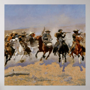 Póster Frederic Remington Western Art "Dash For The Timbe