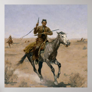 Póster Frederic Remington Western Art "The Flight"