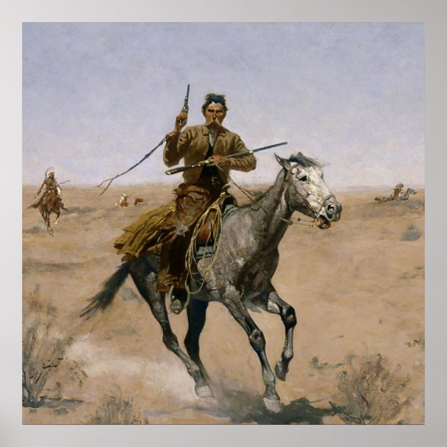 Póster Frederic Remington Western Art "The Flight" (Frente)