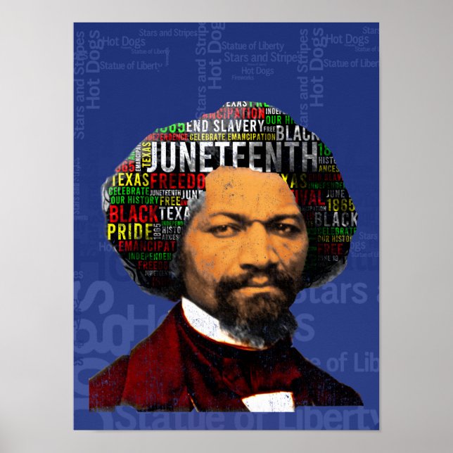 Póster Frederick Douglass c1860s, Word Cloud de 19 de jun (Frente)