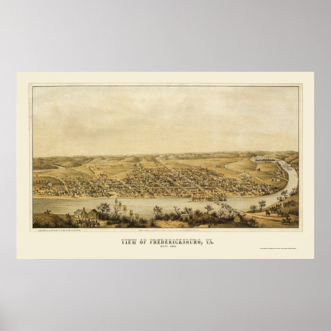 Póster Fredericksburg, VA Panoramic Map - 1862 (Frente)