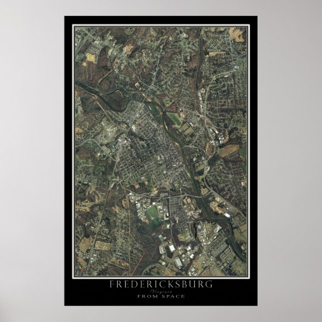 Póster Fredericksburg Virginia, del mapa de satélites esp (Frente)