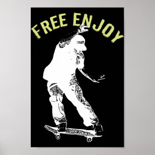 Póster Free Enjoy Retro Urban Skateboing