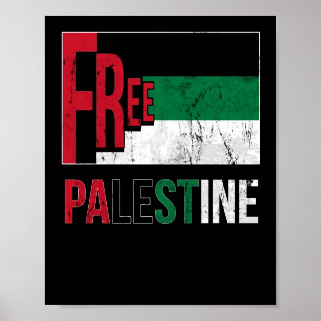 Póster Free Gaza Palestine Flag Arabic (Frente)