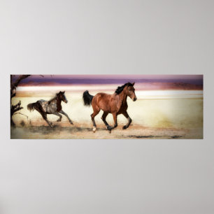 PÓSTER FREE TO BE WILD RUNNING HORSES