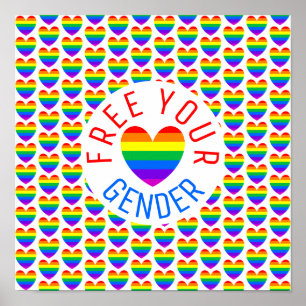 Póster Free your Gender, Rainbow Heart
