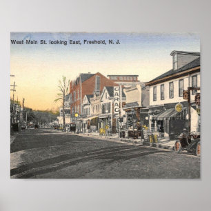 Póster Freehold NJ, West Main St, Vintage