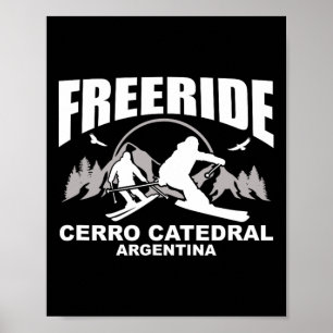 Póster Freeride Esquí Cerro Catedral Argentina
