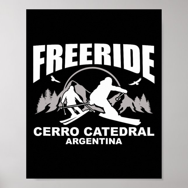 Póster Freeride Esquí Cerro Catedral Argentina (Frente)