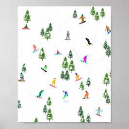 Póster Freeride Snowboarder Ilustracion Snowboarding