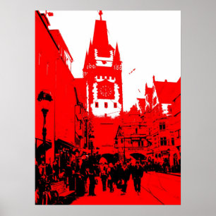 Póster Freiburg Martinstor rot