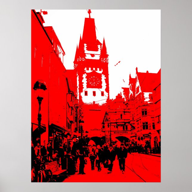 Póster Freiburg Martinstor rot (Frente)