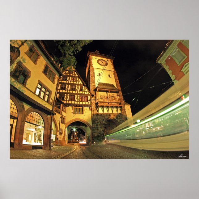Póster Freiburger Schwabentor bei Nacht (Frente)